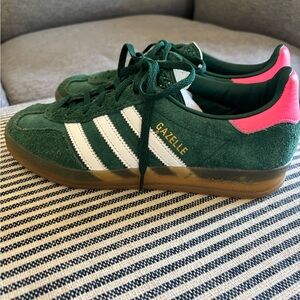 adidas Gazelle Green and Pink Sneakers